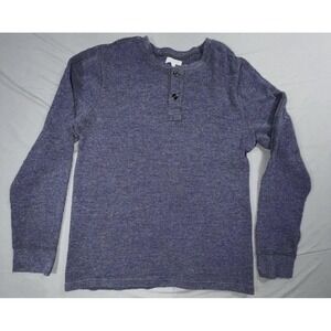 Wallace & Barnes Sweater Mens Large Blue Henley Thermal Waffle Knit Cotton